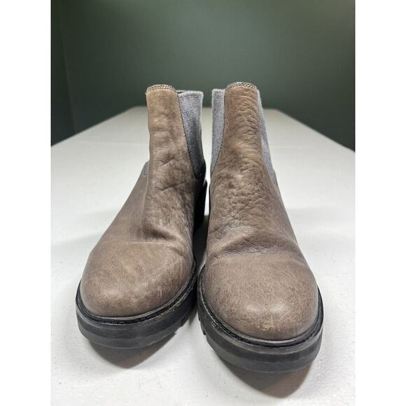 Eileen Fisher Boots Brown Chelsea Wedge Washed Leather Bootie Size 8 - Picture 2 of 7